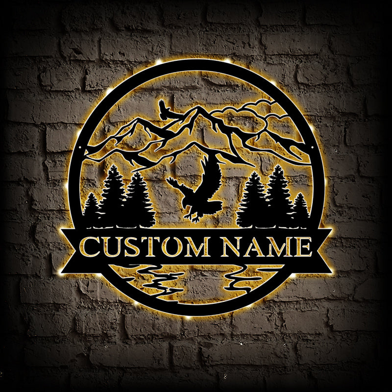 Custom Eagle Metal Wall Art With LED Lights