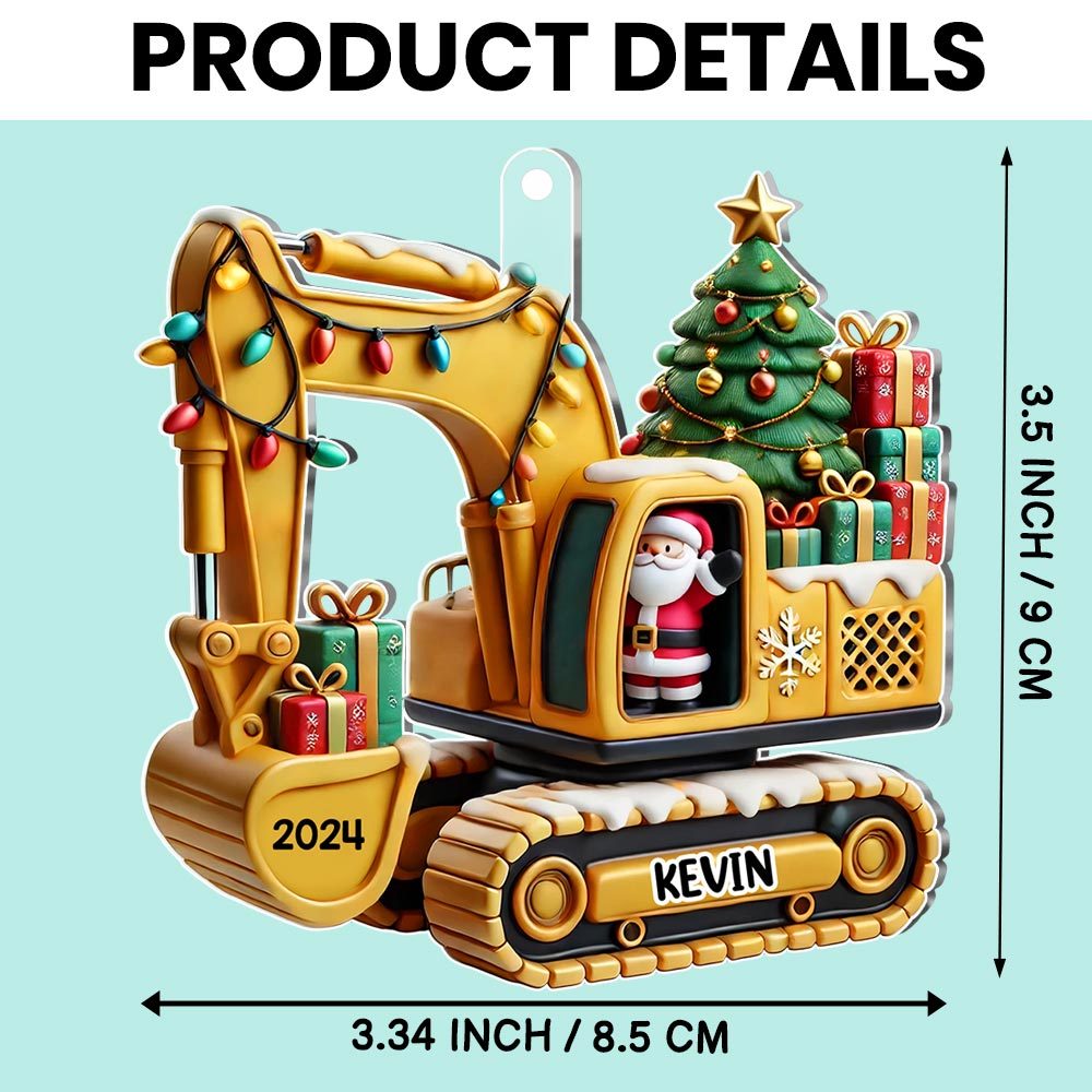 Personalized Gift For Grandkid 3d effect Excavator Construction Ornament