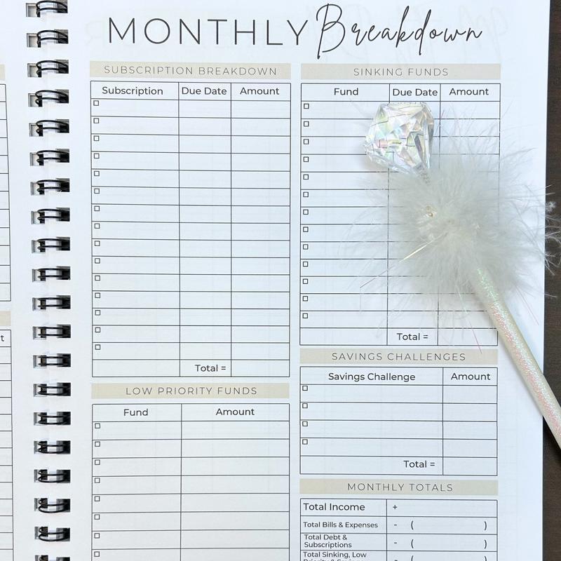 That Budget Babe 12 Month Undated Budget Planner with 116 Pages of Beginner Friendly Budgeting Templates