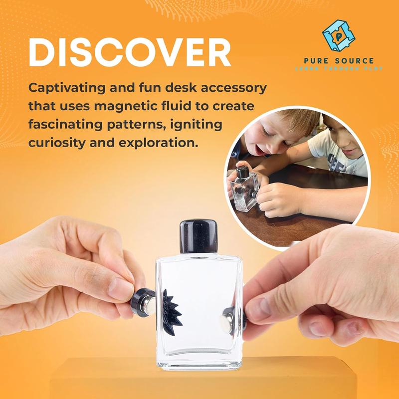 FerroFluid Display Bottle to Display on Desk – Ferro Fluid Liquid Metal STEM, Magnetic Desk Ornament with Neodymium Magnets, Desk Accessory
