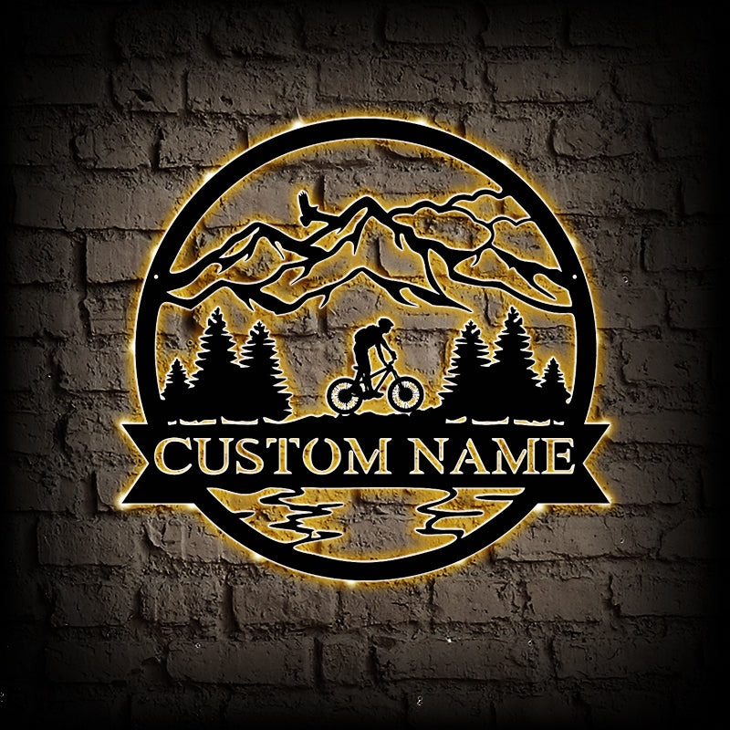 Custom Biker Metal Wall Art With LED Lights