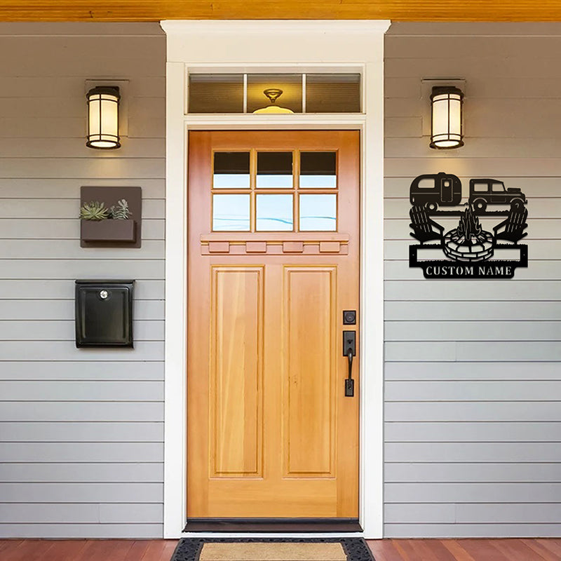 Personalized Camping Car Metal Wall Art With LED Lights