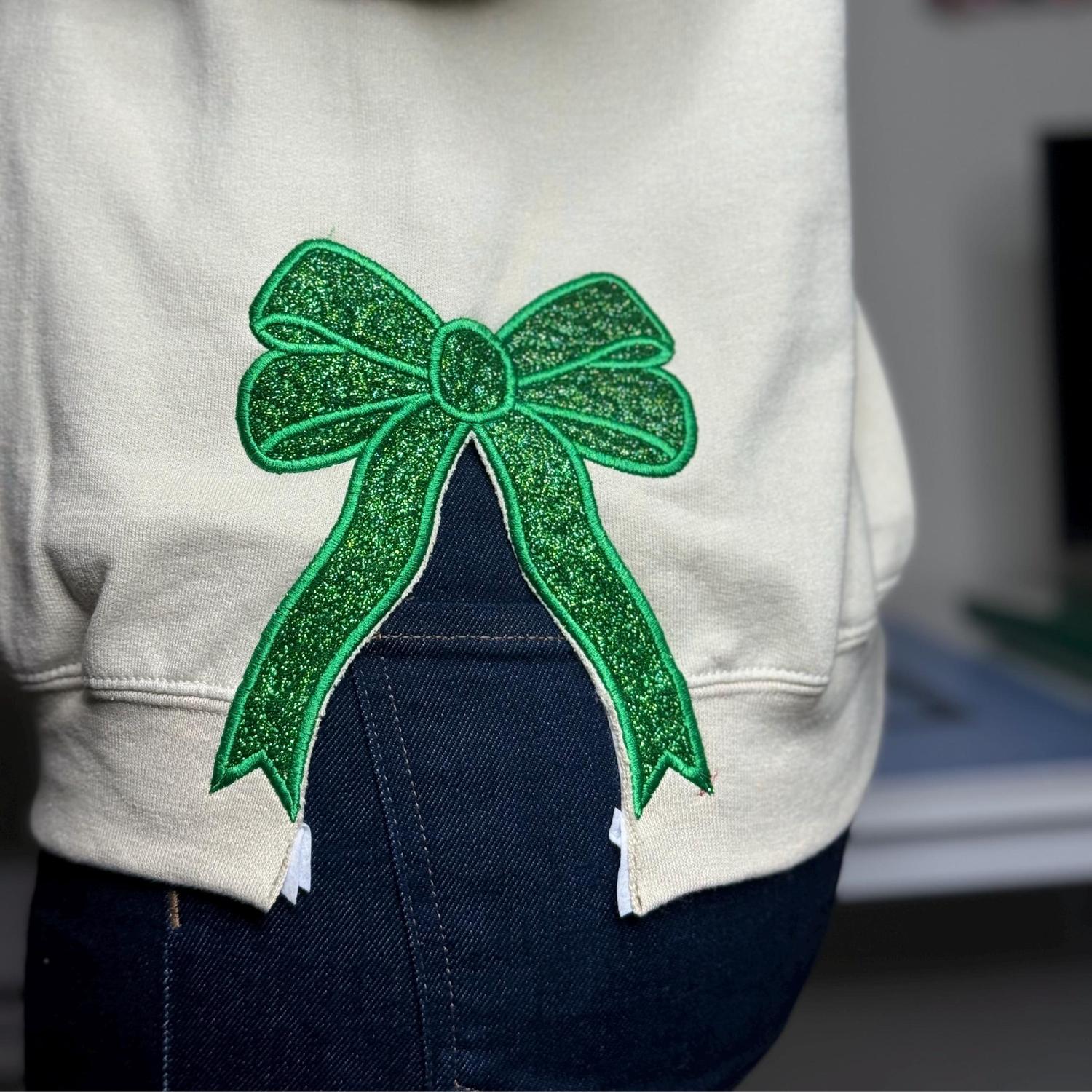 Mama Claus Side Bow Embroidered Sweatshirt