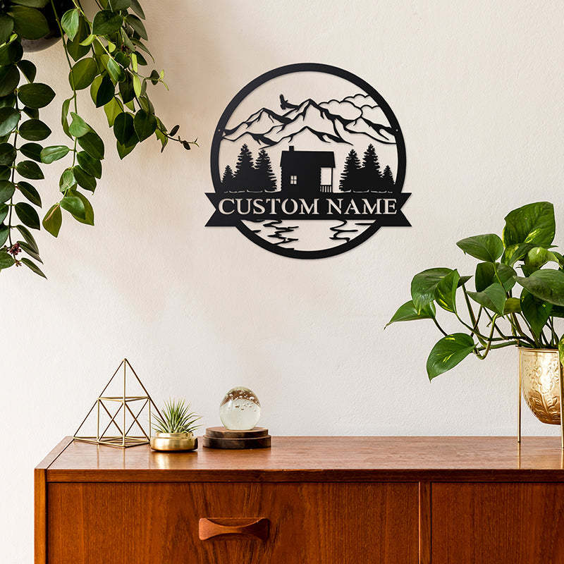 Custom Cabin Metal Wall Art With LED Lights