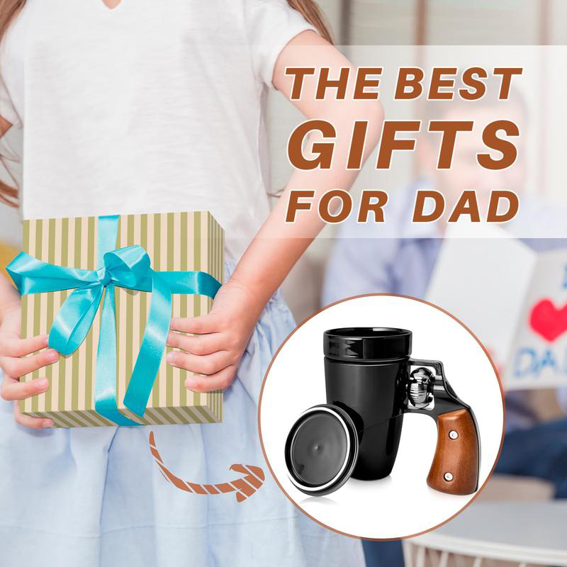 Decompression Coffee Mug Mother's Day Gifts with Rotatable Wooden Handle,Cool Ceramic Leak-proof and Scald-Proof Mug,Birthday Gift for Men,Father's Day Gift for Dad,Suitable for Coffee and Tea,16 Oz Beverage Ceramic Mug