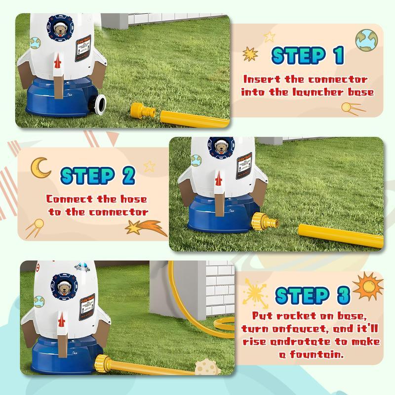Water Rocket, Sprinkler Water Rocket Launcher Outdoor Water Toys for Kids,Rocket Design Water Powered Liftoff 9-16ft & Spin,Summer Garden Lawns Water Summer Backyard Garden Water Toys for Kids,Birthday Gift for Girls Boys