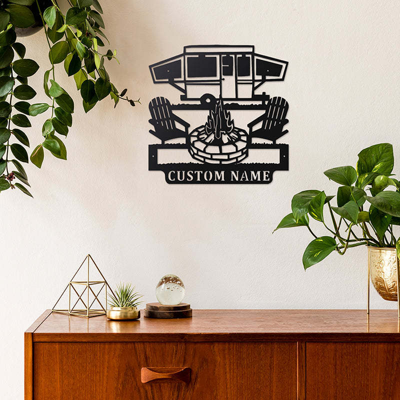 Personalized Camping Car Metal Wall Art With LED Lights