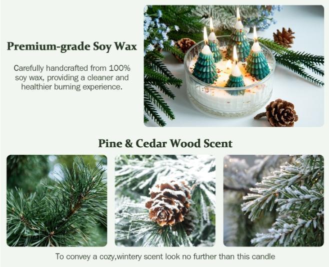 【Christmas Gift】Christmas Decorations Indoor - Christmas Tree Cedar Forest Candles - Farmhouse Rustic Christmas Tree Candle for Party Room Table Decor - Xmas Gifts for Women Girls Holiday Birthday