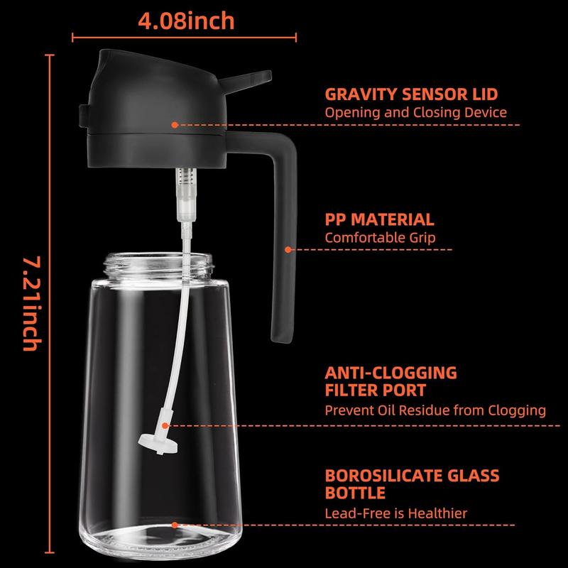 GJ 16oz/470ml Oil Dispenser Bottle for Kitchen - 2 in 1 Olive Oil Dispenser and Sprayer -Oil Sprayer for Cooking,Salad, Barbecue kitchentool Utensils