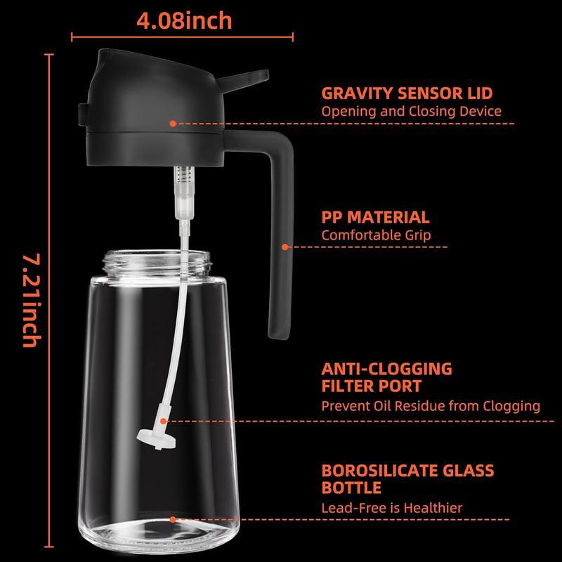 GJ 16oz/470ml Oil Dispenser Bottle for Kitchen - 2 in 1 Olive Oil Dispenser and Sprayer -Oil Sprayer for Cooking,Salad, Barbecue kitchentool Utensils