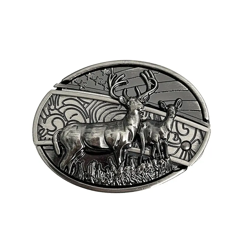 INDIVIDUAL BUCKLES Oval removable western cowboy cowgirl Belt Buckle unflower&cow Western Fashion