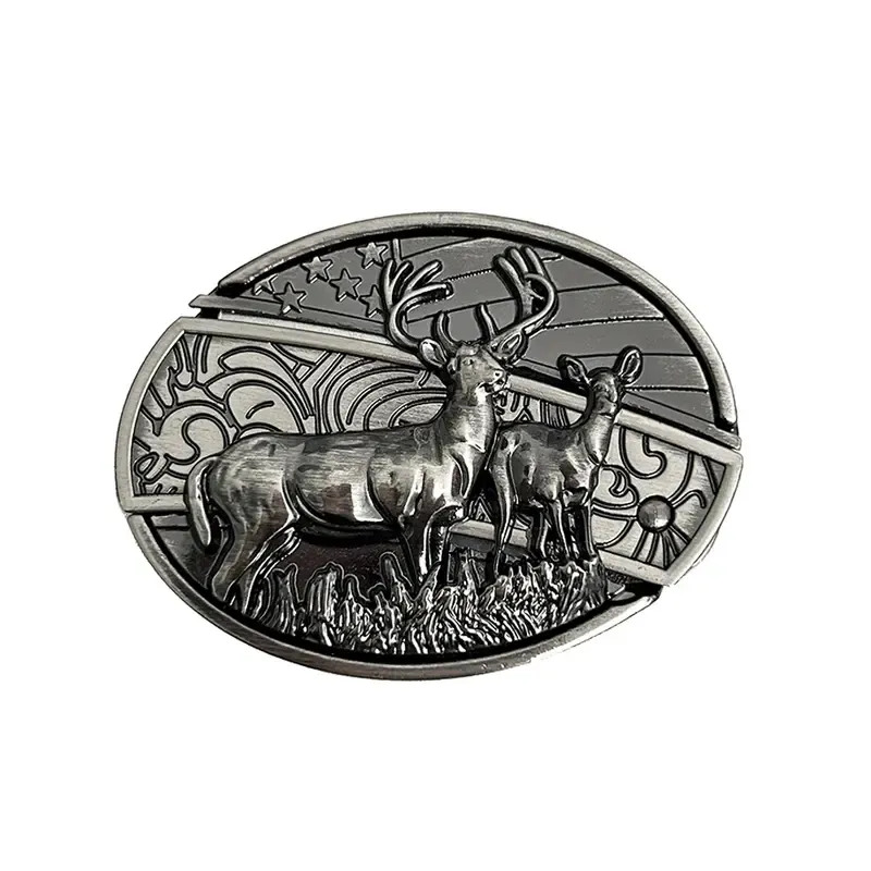 INDIVIDUAL BUCKLES Oval removable western cowboy cowgirl Belt Buckle unflower&cow Western Fashion