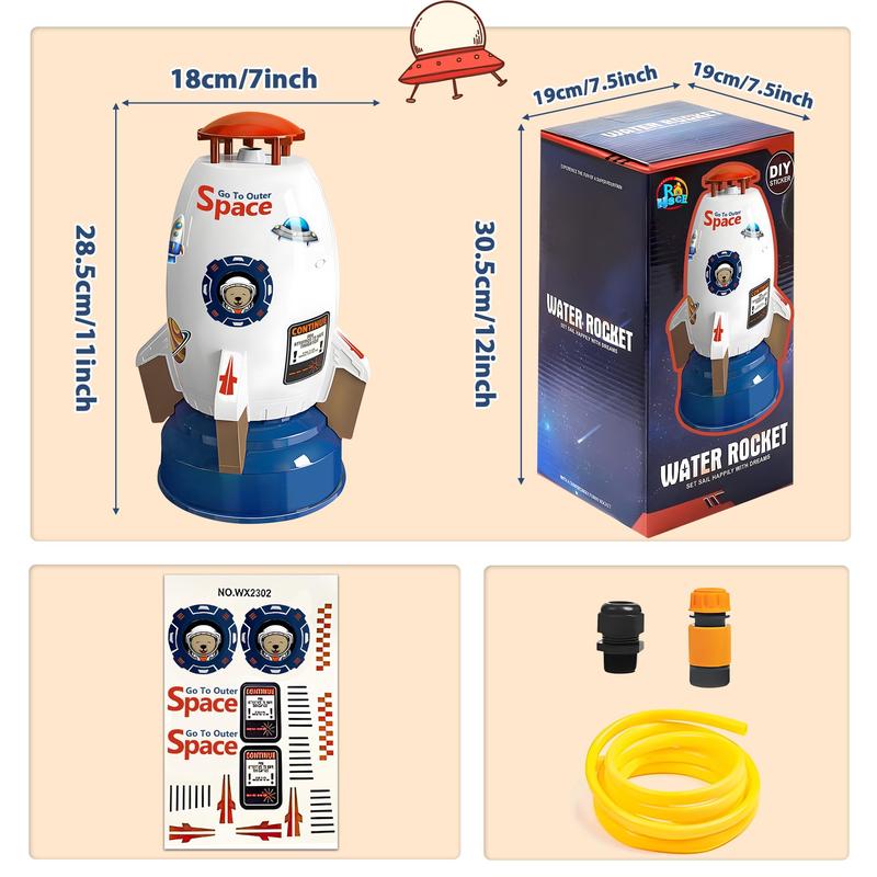 Water Rocket, Sprinkler Water Rocket Launcher Outdoor Water Toys for Kids,Rocket Design Water Powered Liftoff 9-16ft & Spin,Summer Garden Lawns Water Summer Backyard Garden Water Toys for Kids,Birthday Gift for Girls Boys