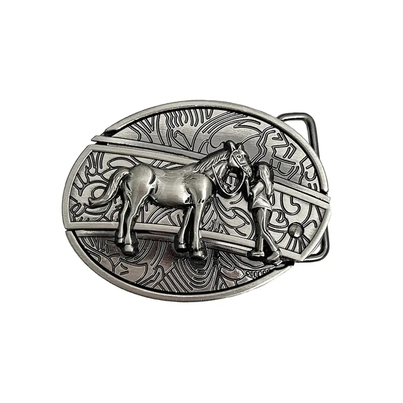 INDIVIDUAL BUCKLES Oval removable western cowboy cowgirl Belt Buckle unflower&cow Western Fashion