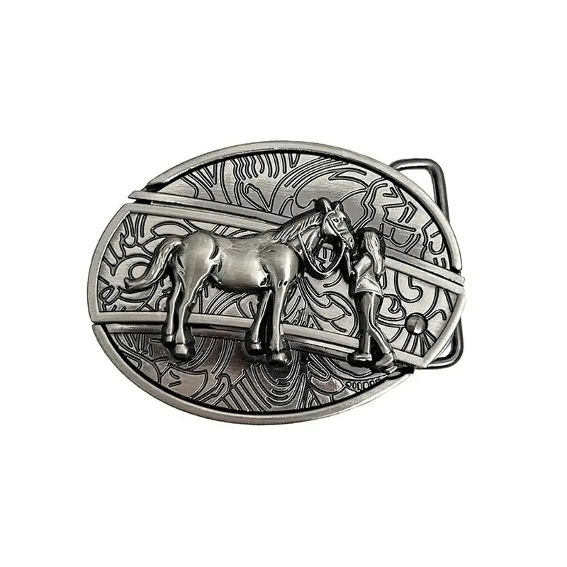 INDIVIDUAL BUCKLES Oval removable western cowboy cowgirl Belt Buckle unflower&cow Western Fashion