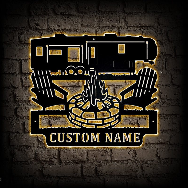 Custom 5th Wheel Camper Metal Wall Art With LED Lights