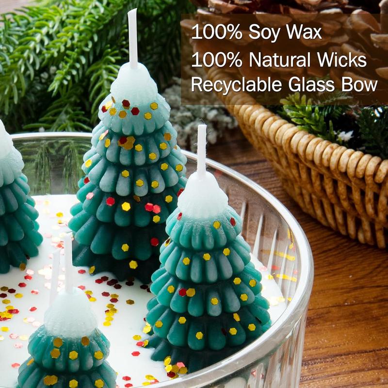 【Christmas Gift】Christmas Decorations Indoor - Christmas Tree Cedar Forest Candles - Farmhouse Rustic Christmas Tree Candle for Party Room Table Decor - Xmas Gifts for Women Girls Holiday Birthday