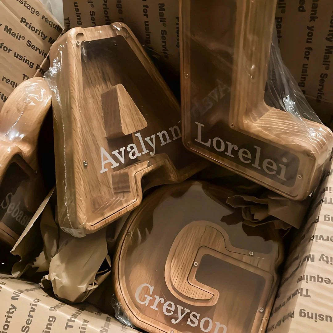 Personalized Wooden Letter Piggy Bank - Gifts for Kids
