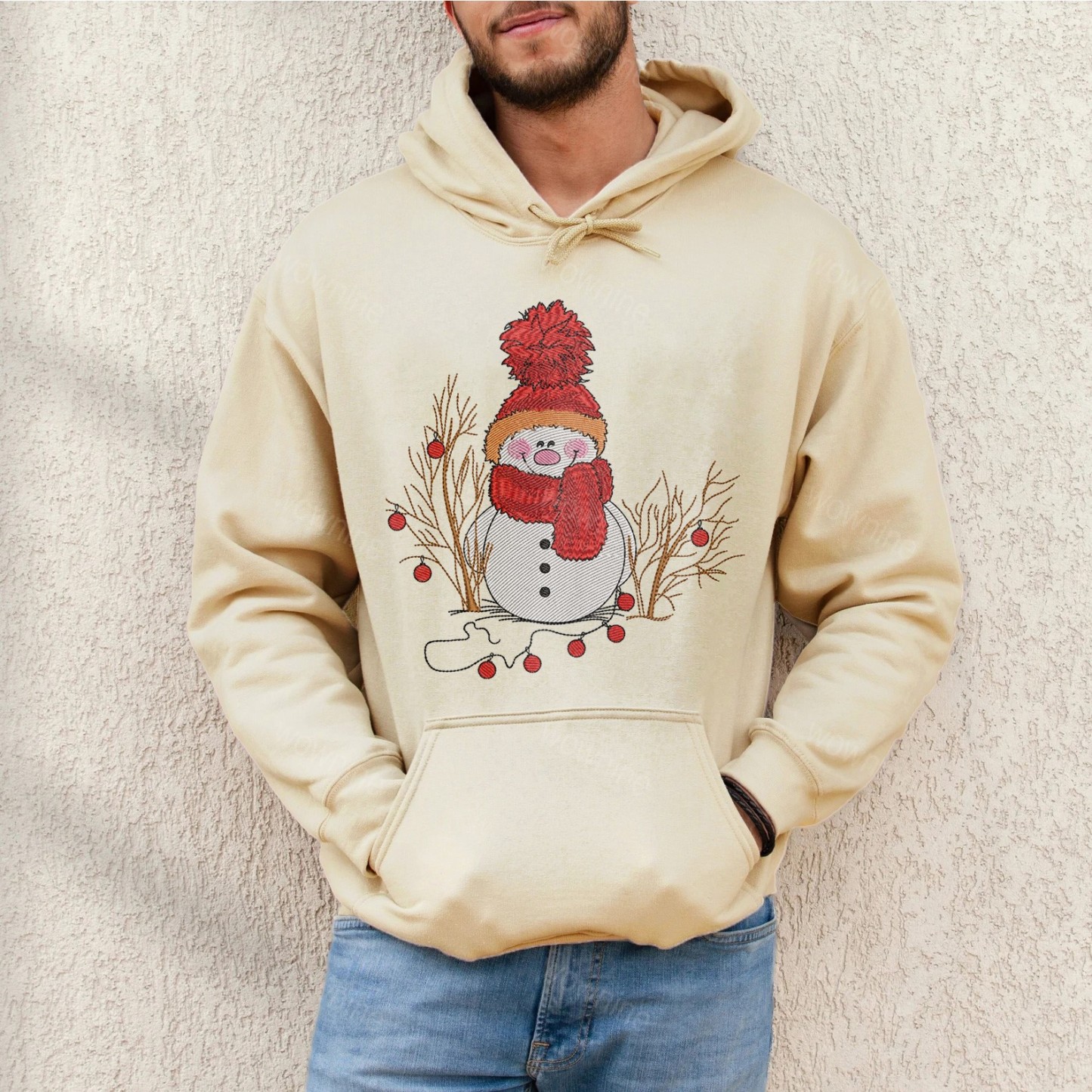 Christmas Snowman Embroidered Sweatshirt