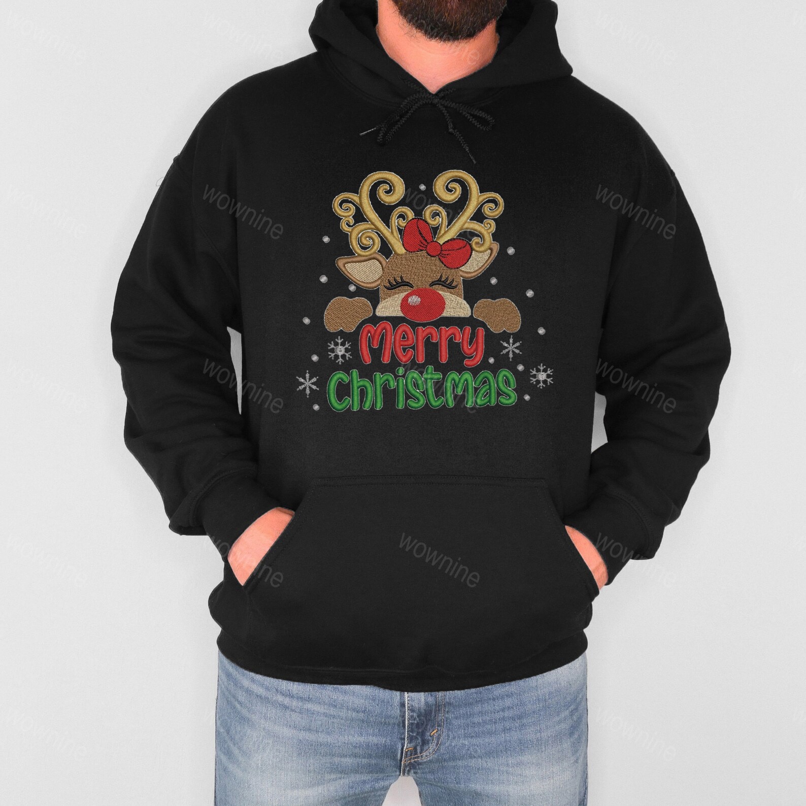 Vintage Christmas doodles Embroidered Sweatshirt