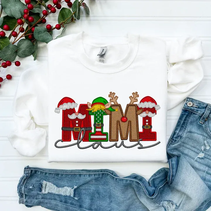 Christams MAMA/DAD/NANA Claus Print Sweatshirt