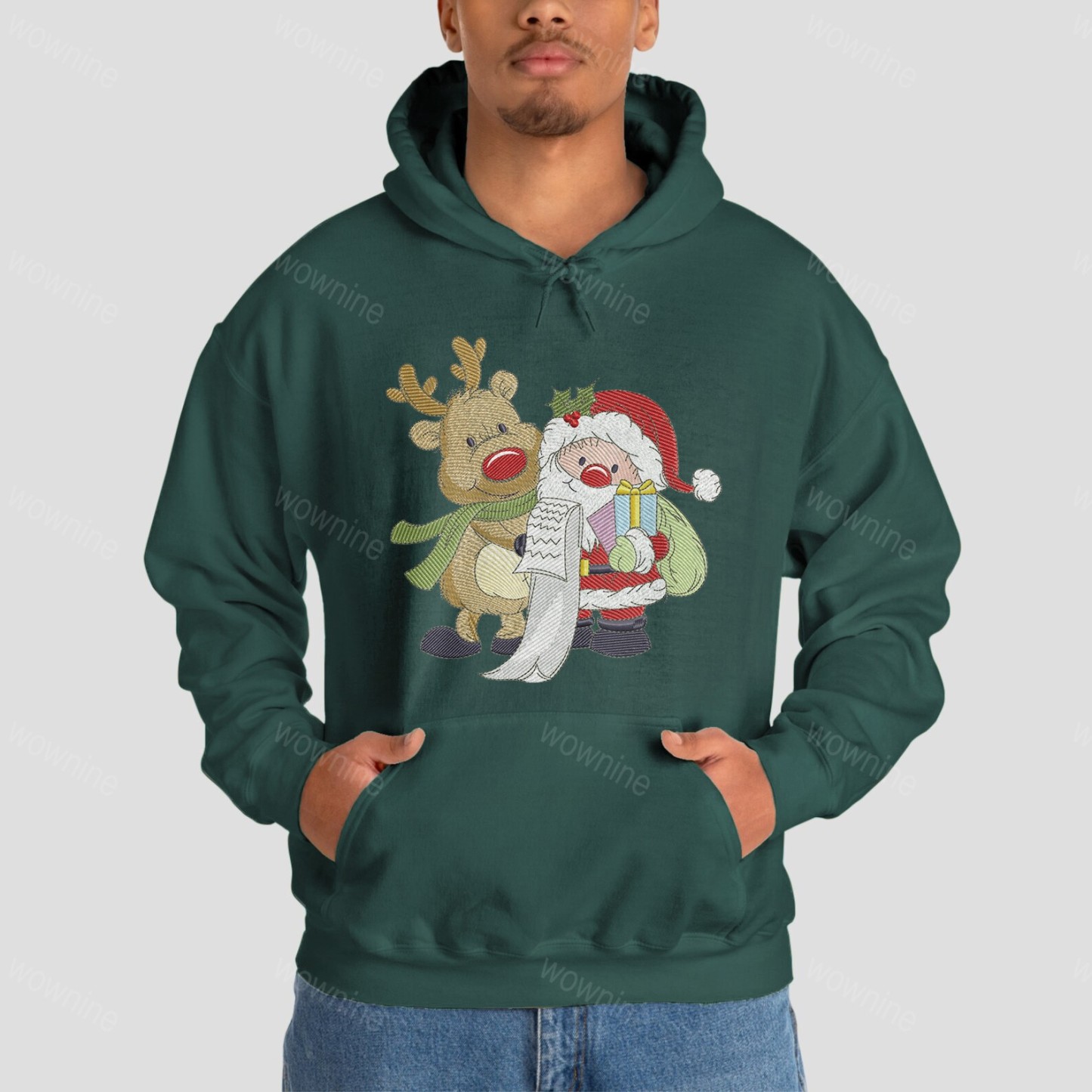 Santa Snowman Reindeer Embroidered Sweatshirt