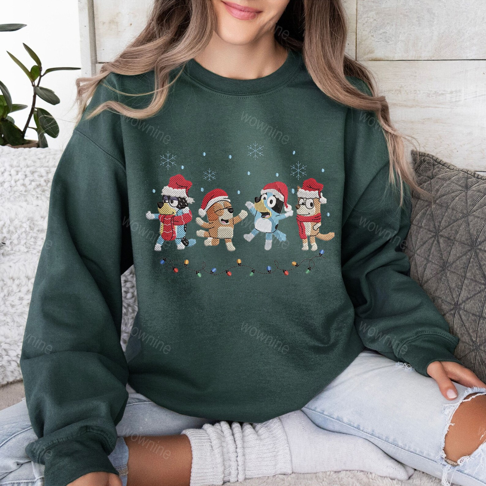 Christmas Dog Family Embroidered Sweatshirt