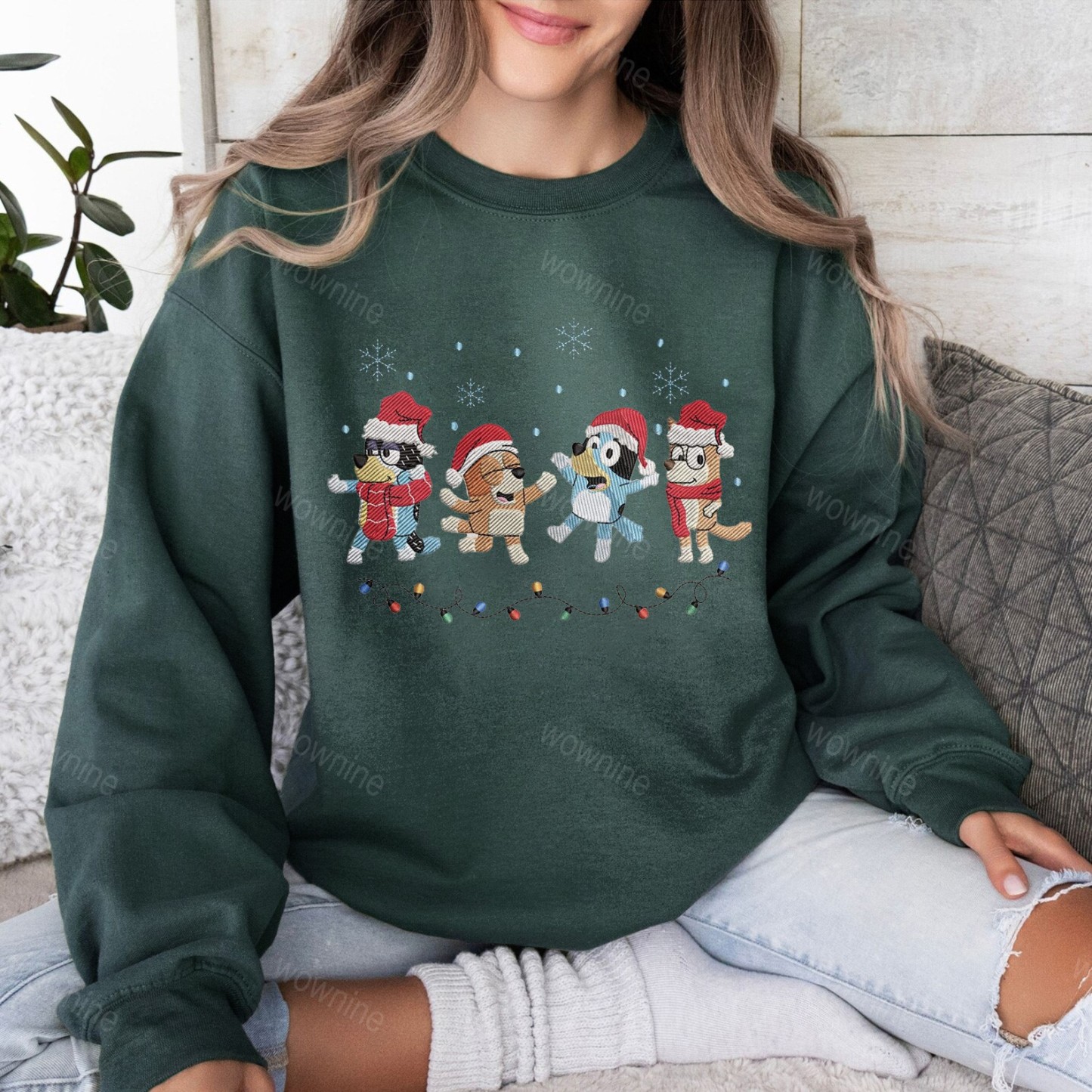 Christmas Dog Family Embroidered Sweatshirt