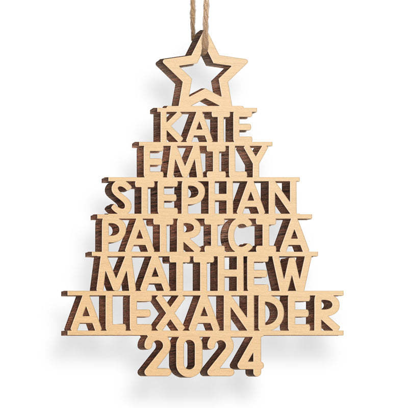 Family Christmas Tree - Family Personalized Custom Ornament - Wood Custom Shaped - Christmas Gift For Family Members