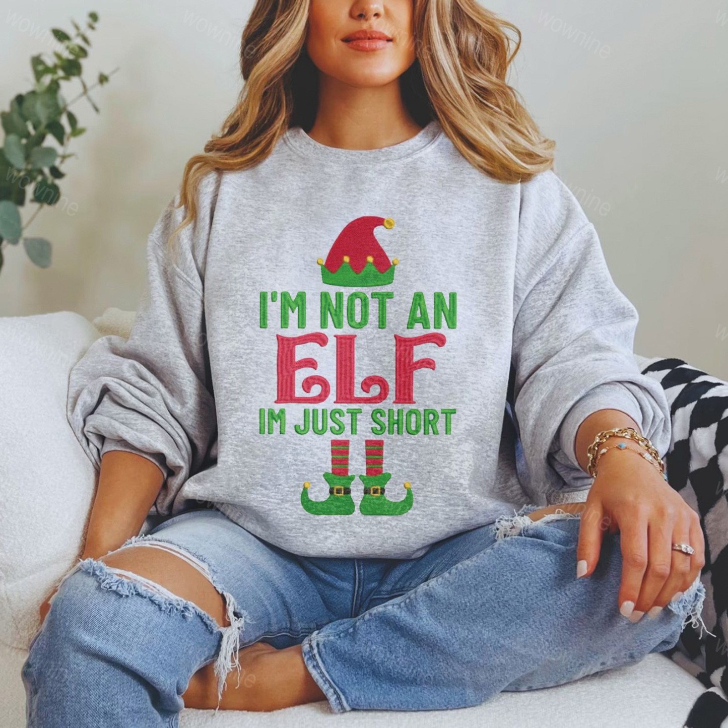 I'm not Short I'm Just a Tall Elf Jumper Embroidered Sweatshirt
