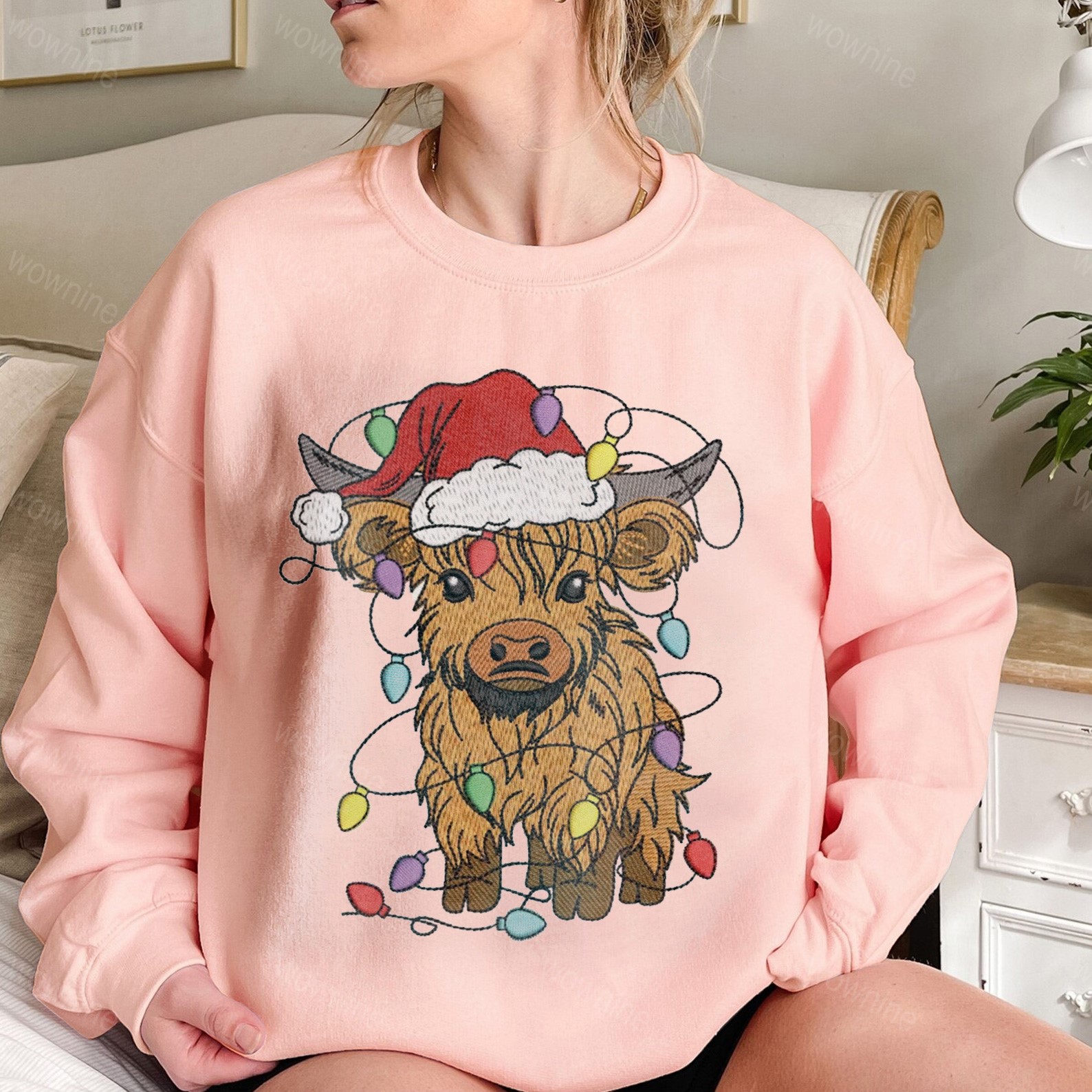Merry Christmas Deer Retro Christmas Embroidered Sweatshirt