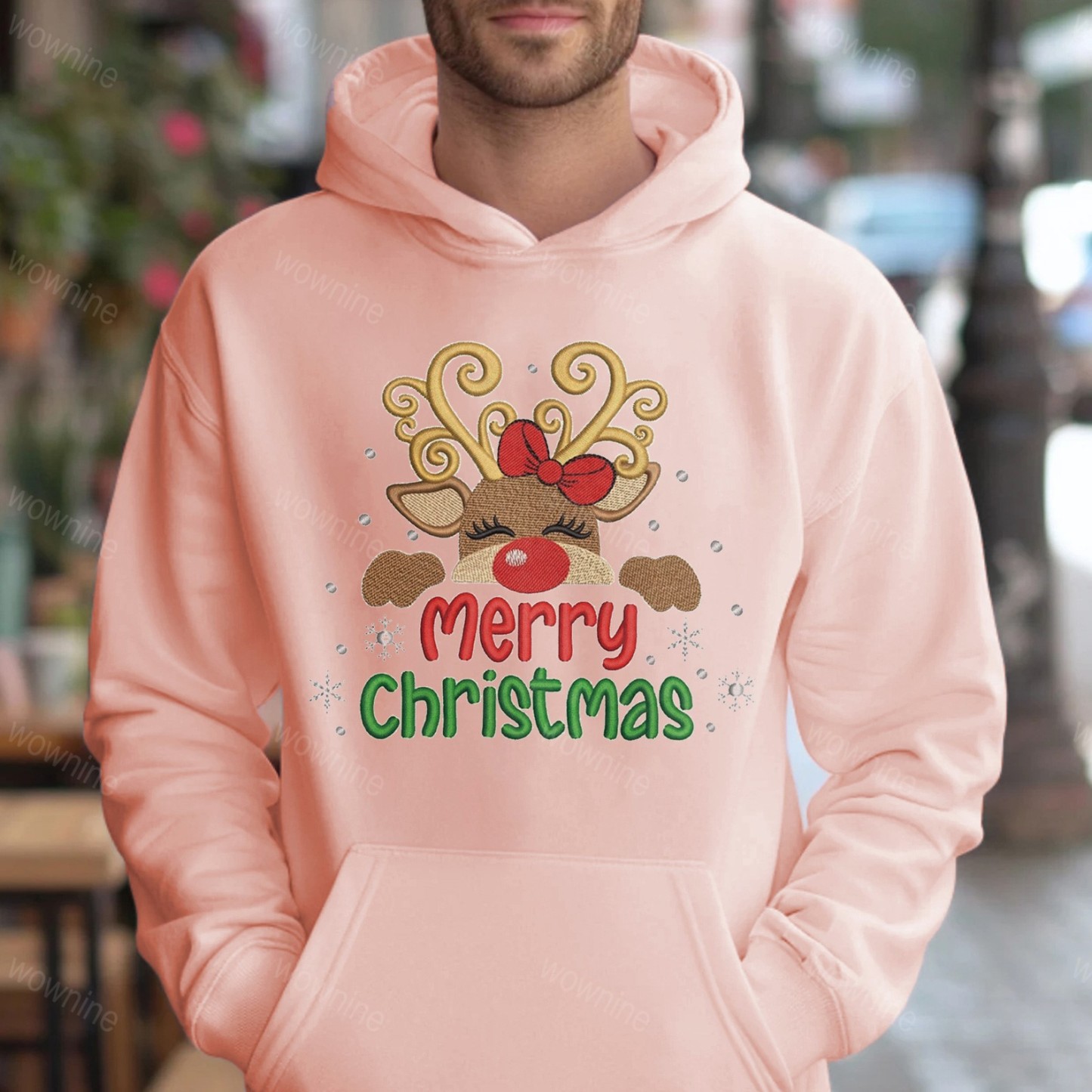 Vintage Christmas doodles Embroidered Sweatshirt