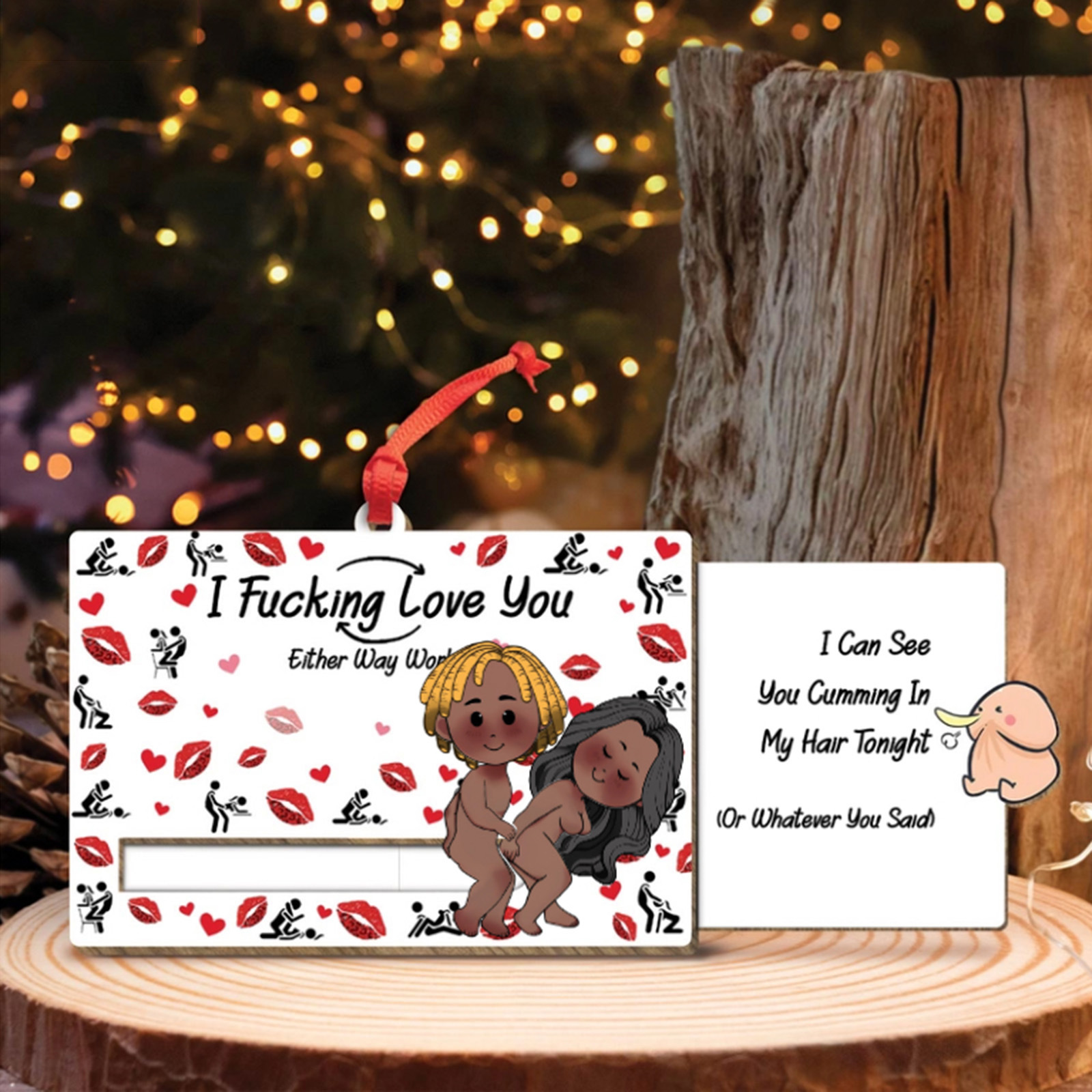 Couple - I Fucking Love You - Personalized Wooden Slider Card