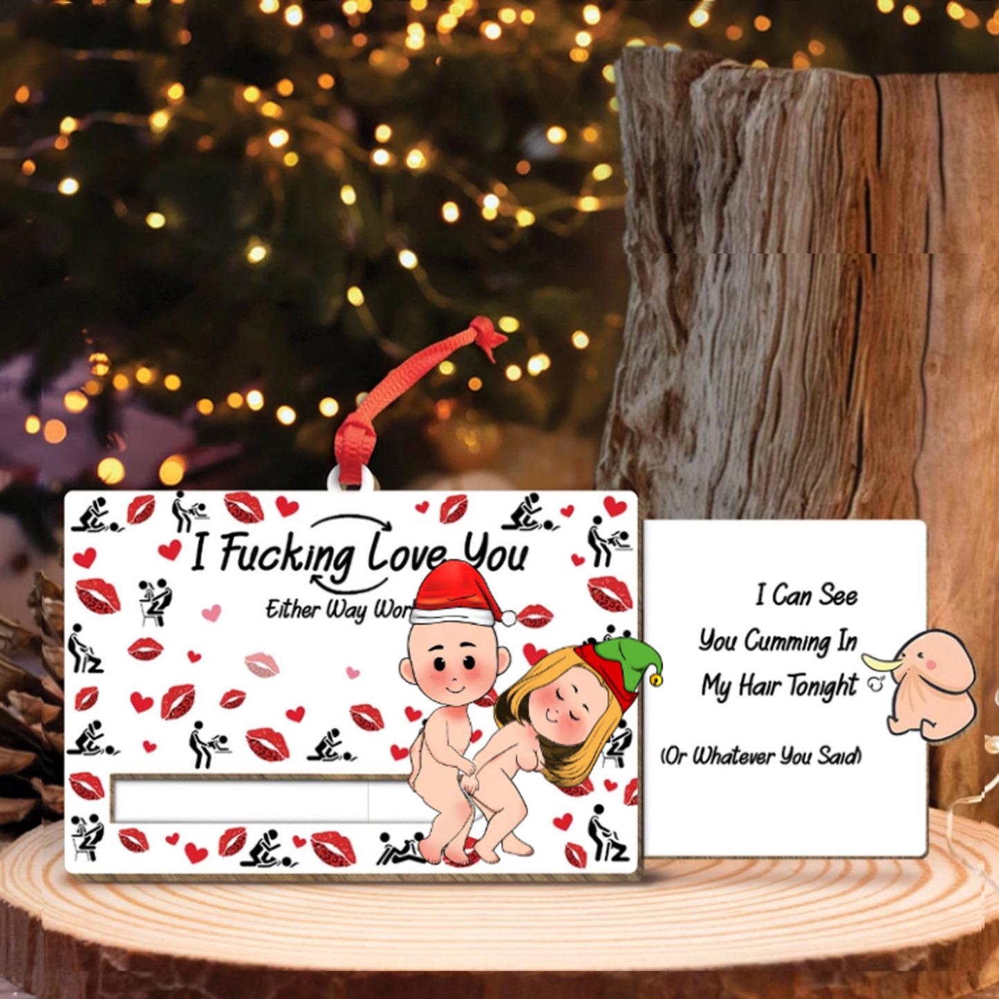 Couple - I Fucking Love You - Personalized Wooden Slider Card