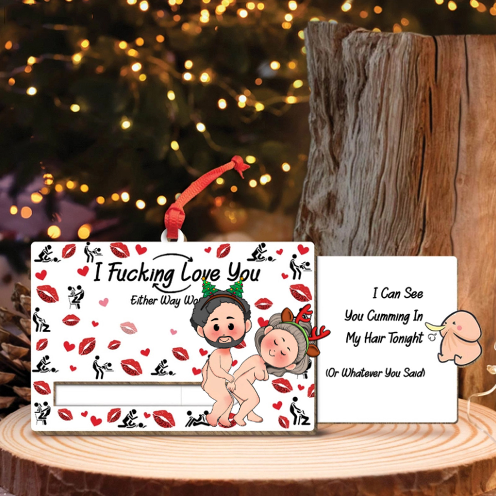Couple - I Fucking Love You - Personalized Wooden Slider Card