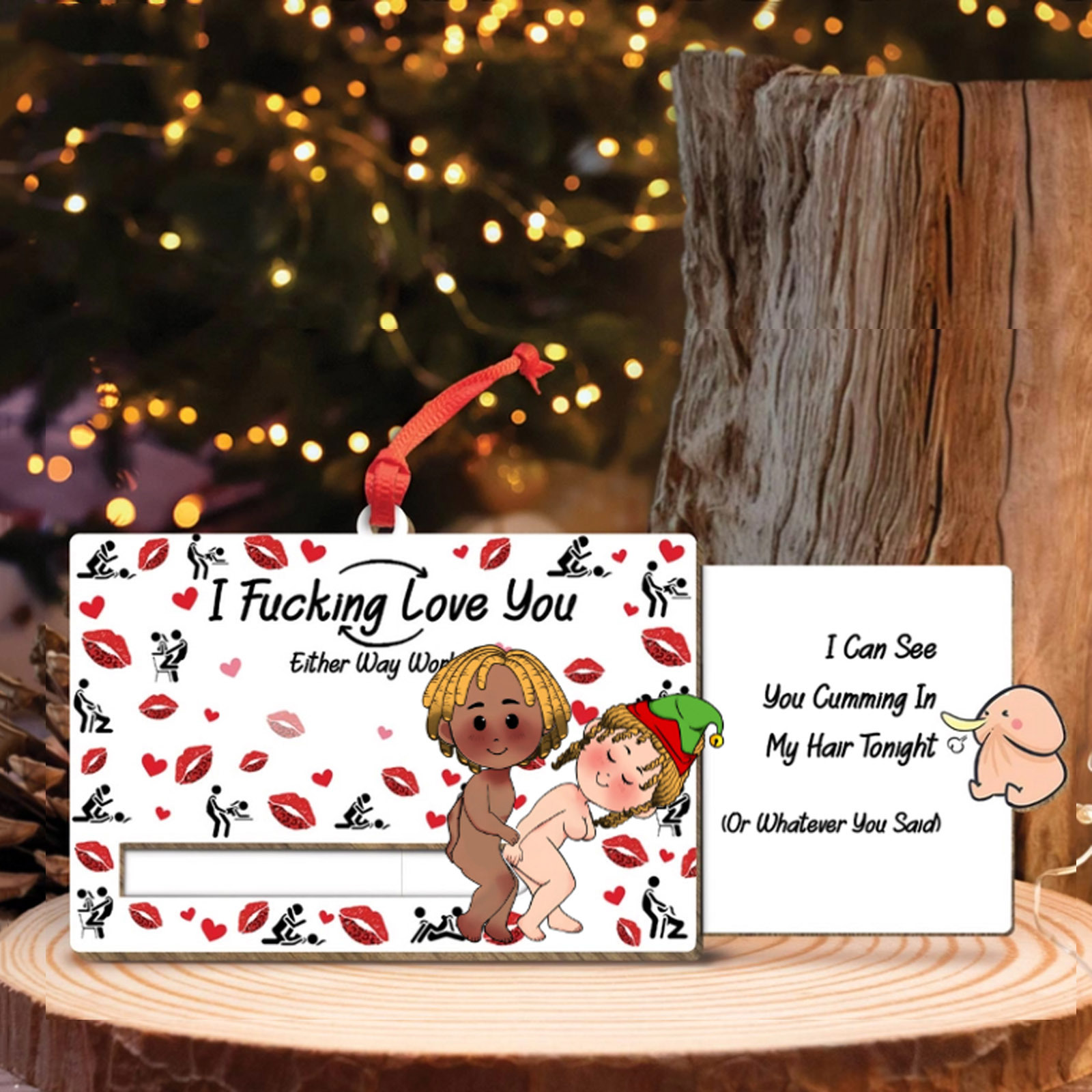 Couple - I Fucking Love You - Personalized Wooden Slider Card