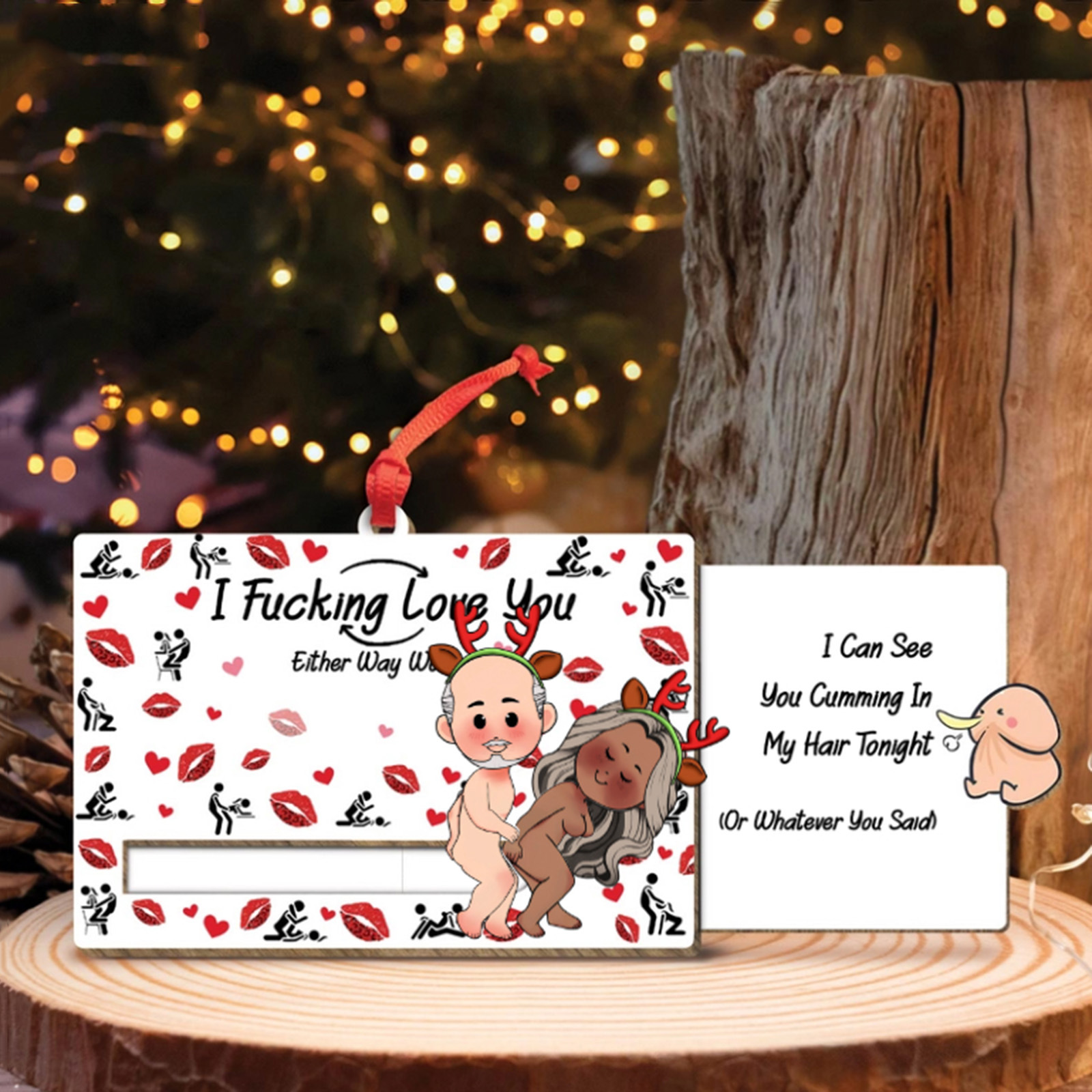 Couple - I Fucking Love You - Personalized Wooden Slider Card