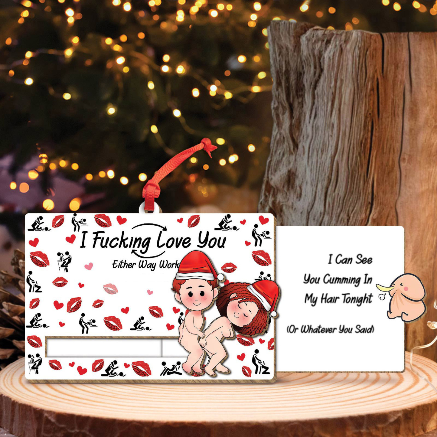 Couple - I Fucking Love You - Personalized Wooden Slider Card