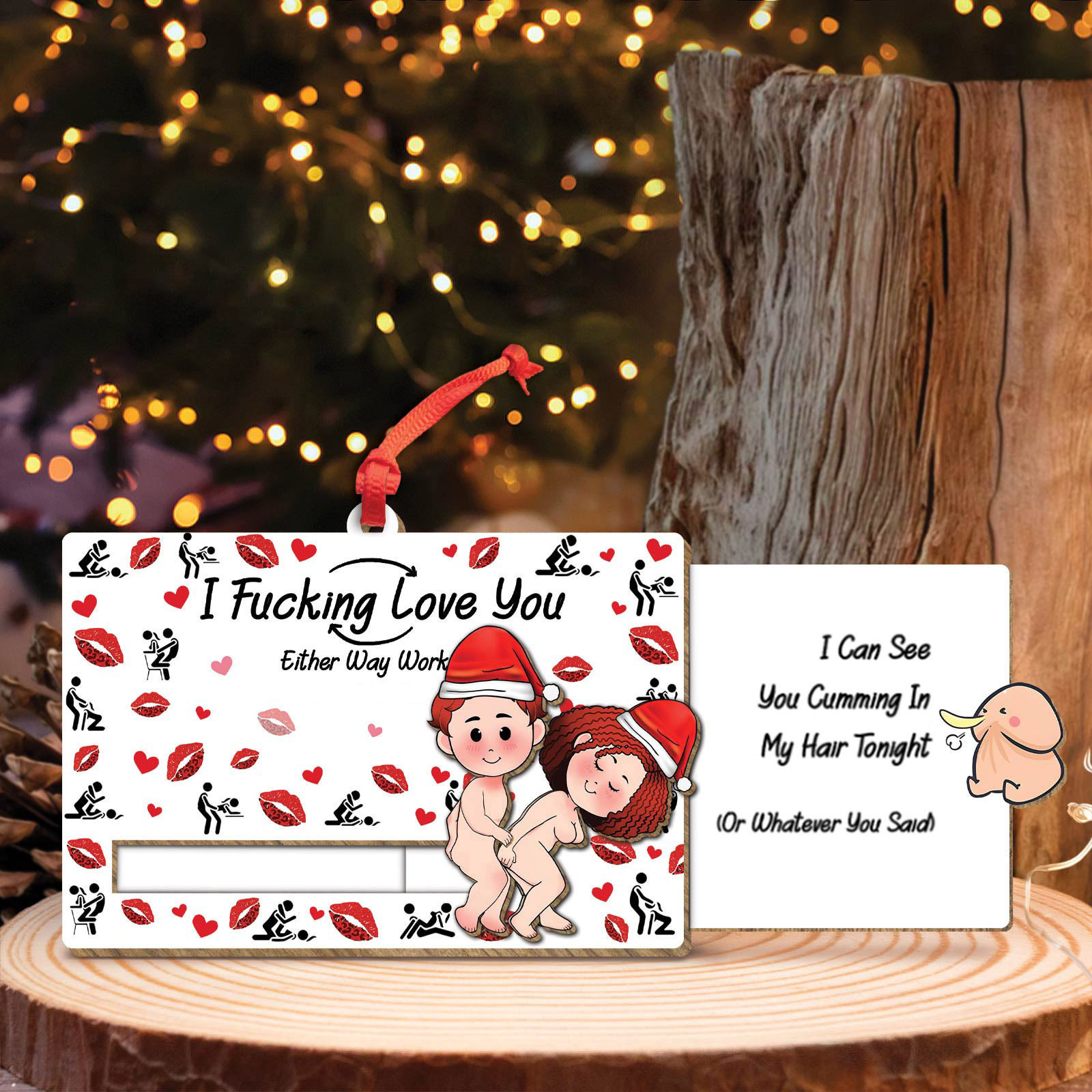 Couple - I Fucking Love You - Personalized Wooden Slider Card