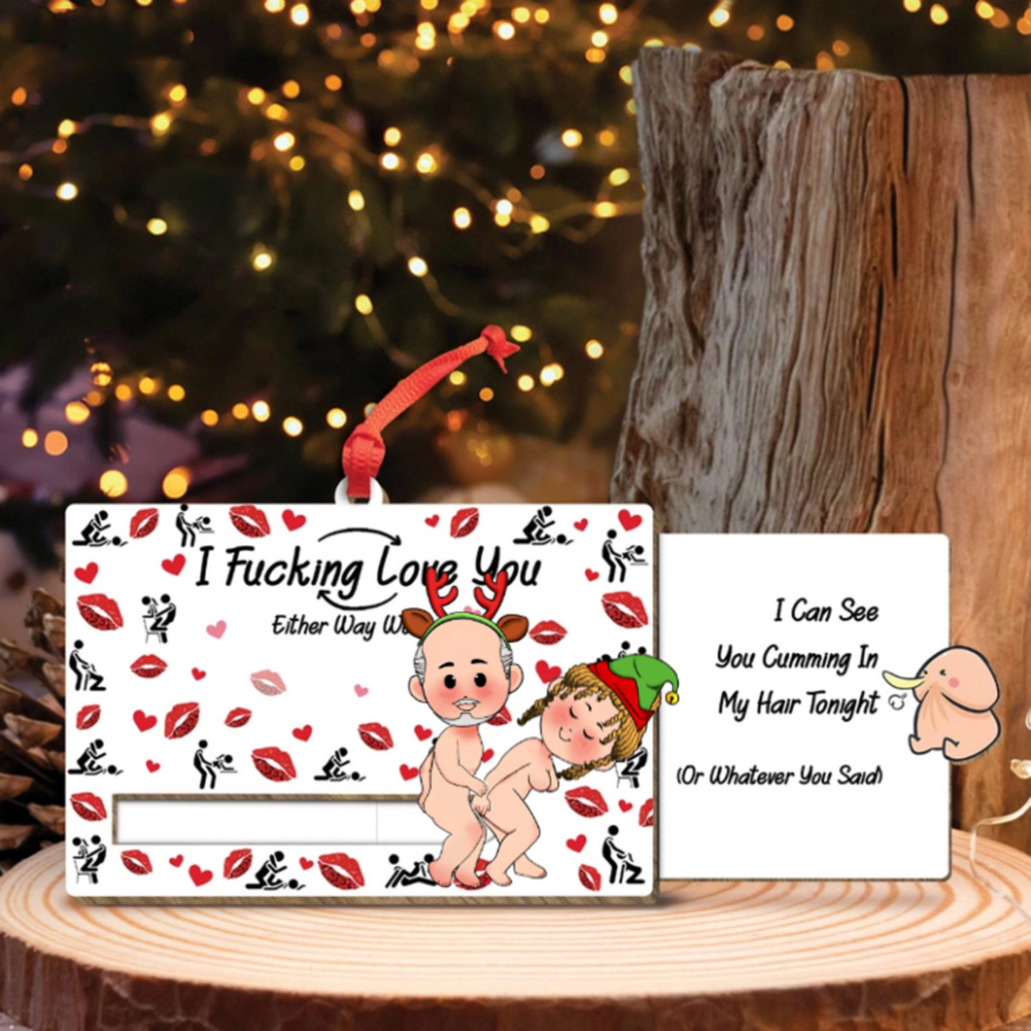 Couple - I Fucking Love You - Personalized Wooden Slider Card