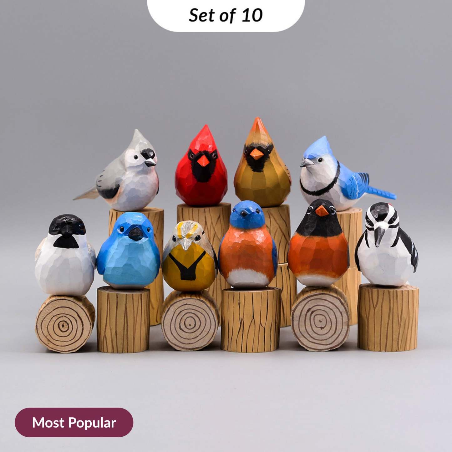 Handcrafted Birds + Stands