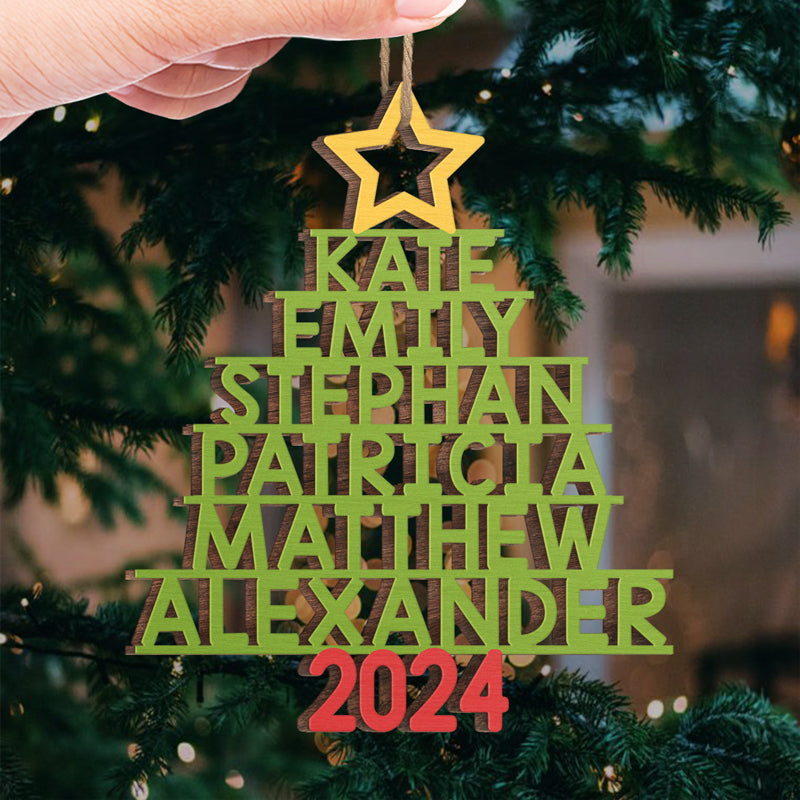 Family Christmas Tree - Family Personalized Custom Ornament - Wood Custom Shaped - Christmas Gift For Family Members