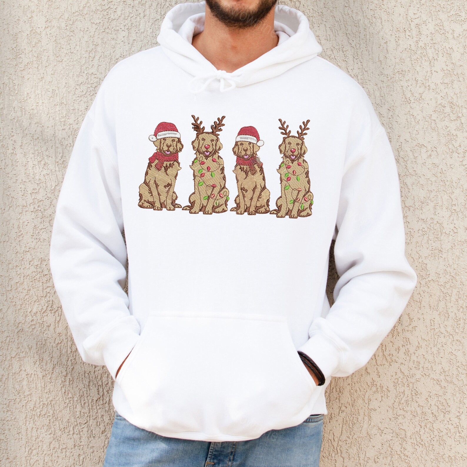 Christmas Dog Family Embroidered Sweatshirt