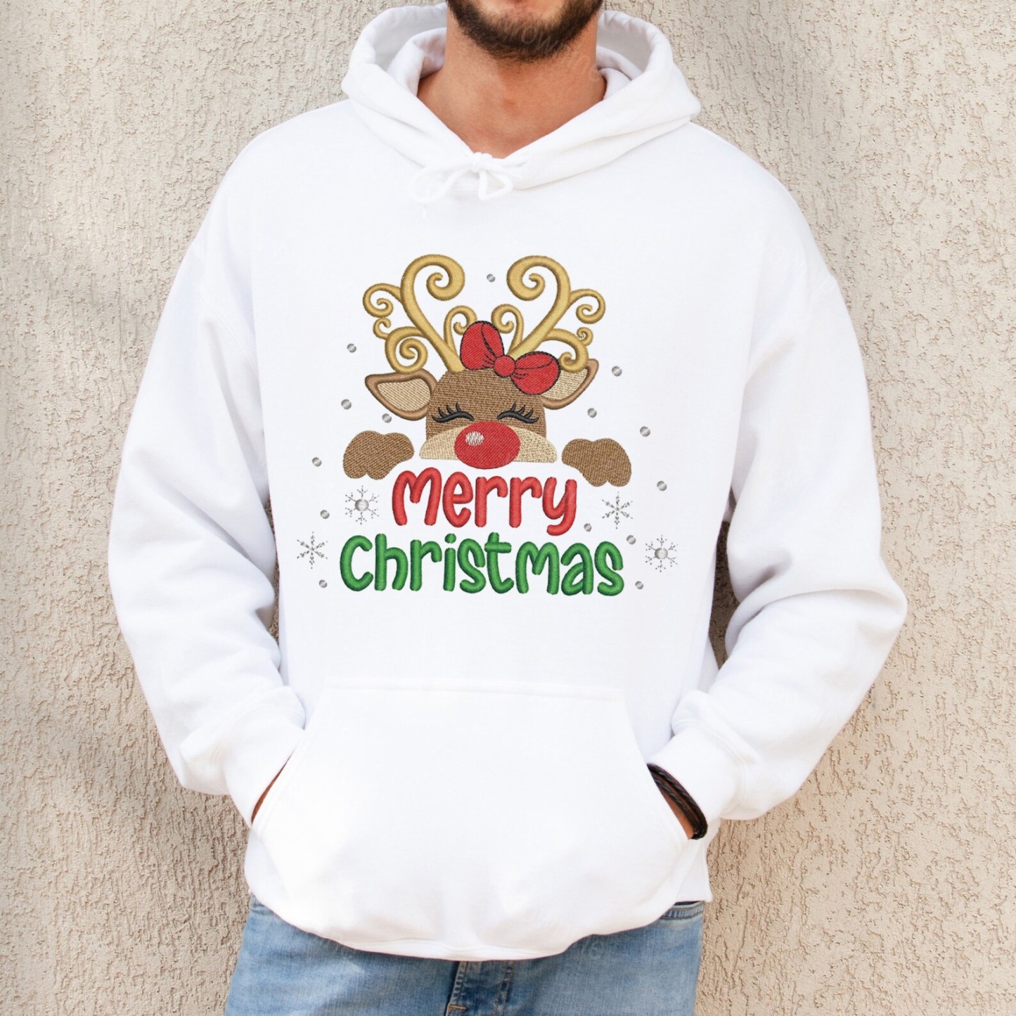 Vintage Christmas doodles Embroidered Sweatshirt