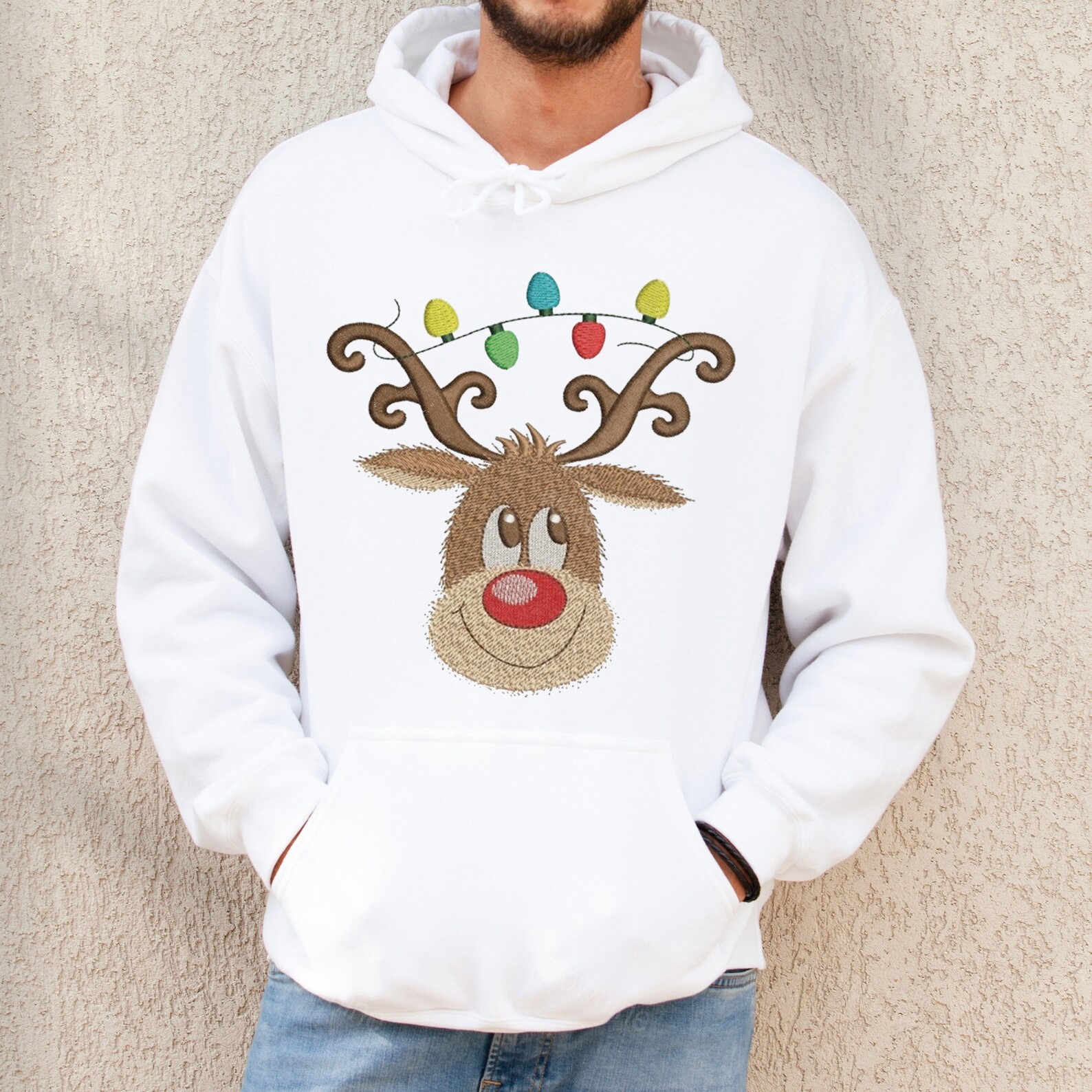 Christmas Deer Embroidered Sweatshirt