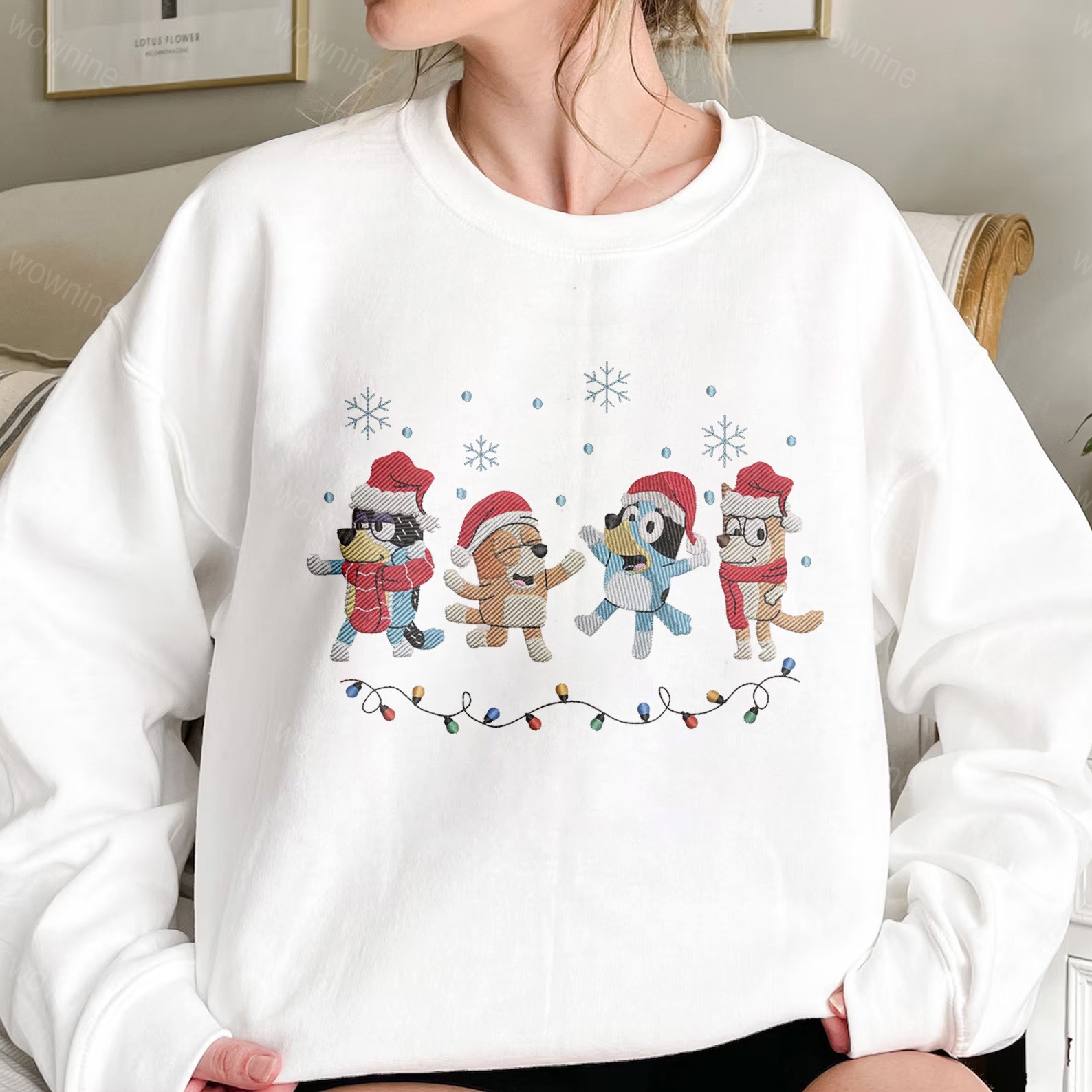 Christmas Dog Family Embroidered Sweatshirt