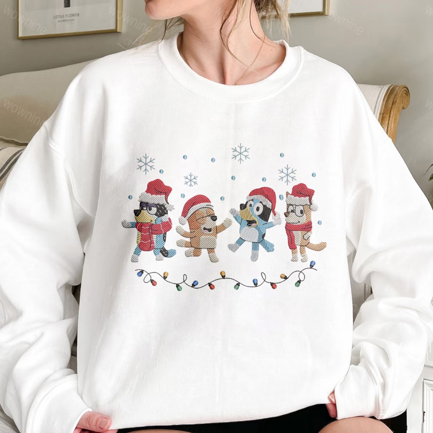 Christmas Dog Family Embroidered Sweatshirt