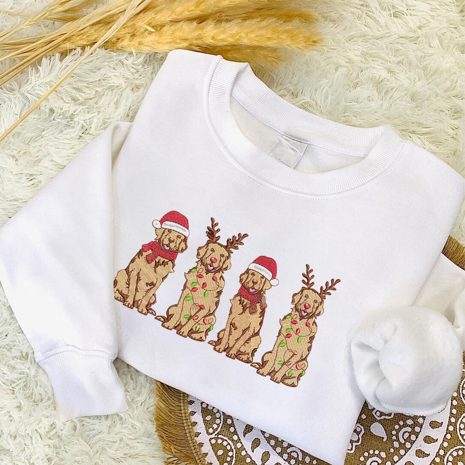Christmas Dog Family Embroidered Sweatshirt