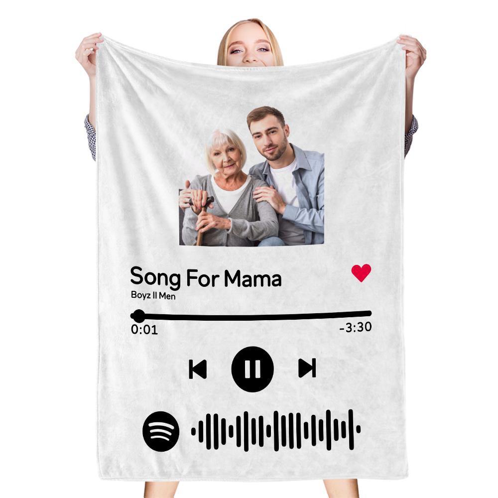 Scannable Spotify Music Code Blanket Personalized Photo Blanket Red Blanket Mother's Day Gift