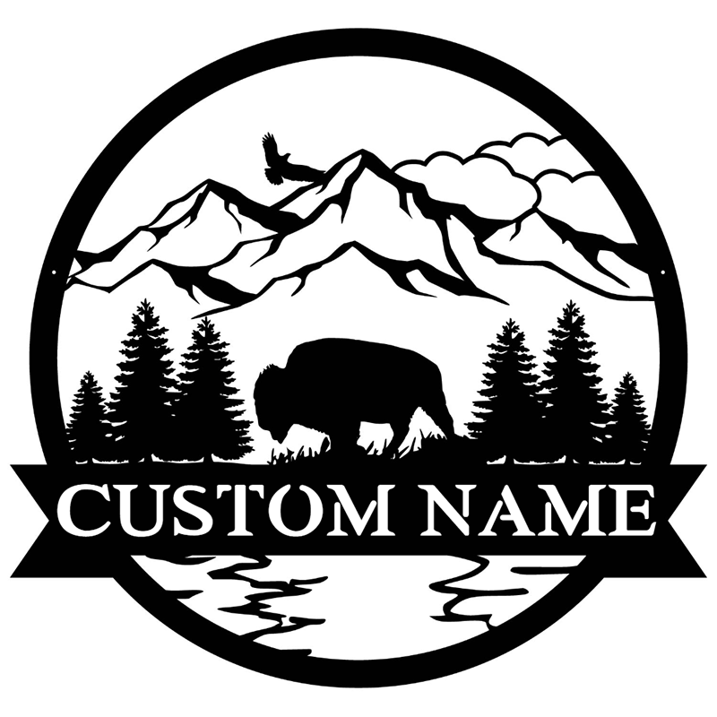 Custom Bison Metal Wall Art With LED Lights